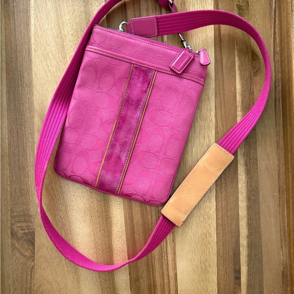 Coach Pink and Tan Crossbody Bag
